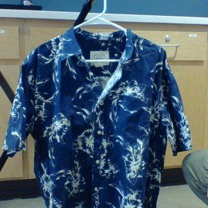 St John's Bay Navy floral short sleeve button down size L